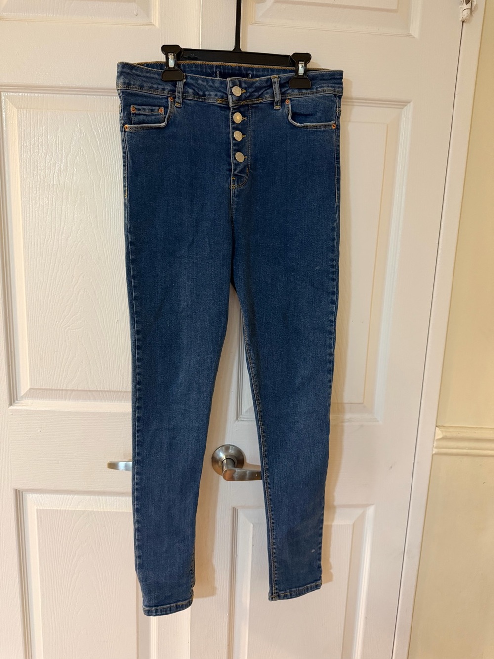 Zara Dark Blue Skinny High-Rise Jeans with Button-Fly